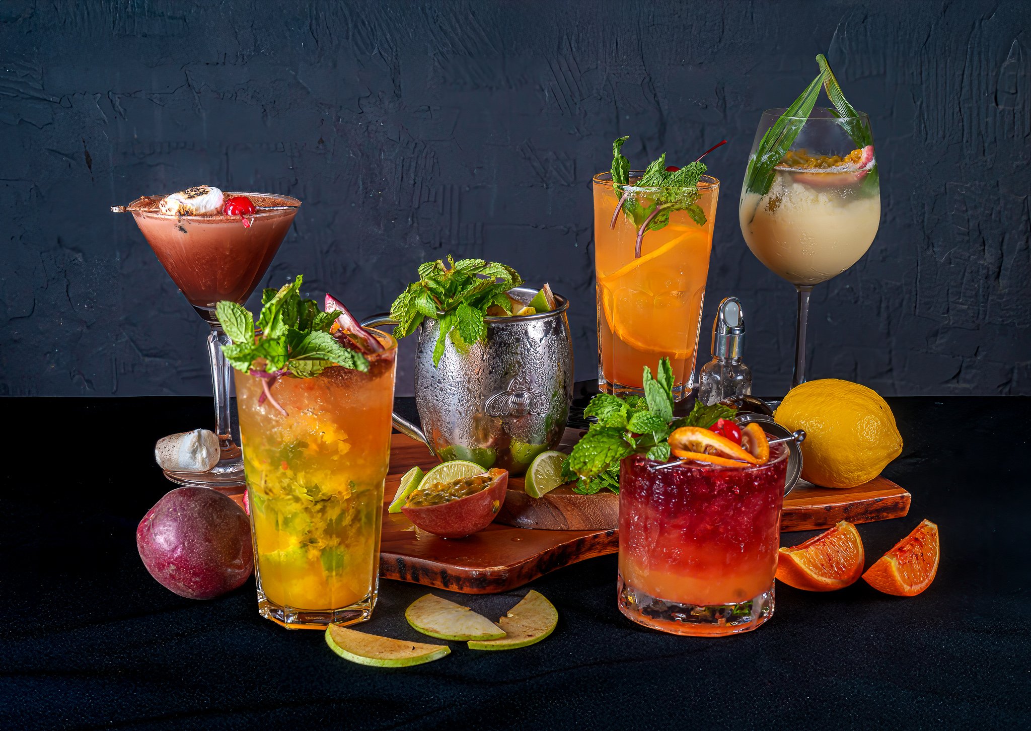 Cocktails photographed for a hospitality brand