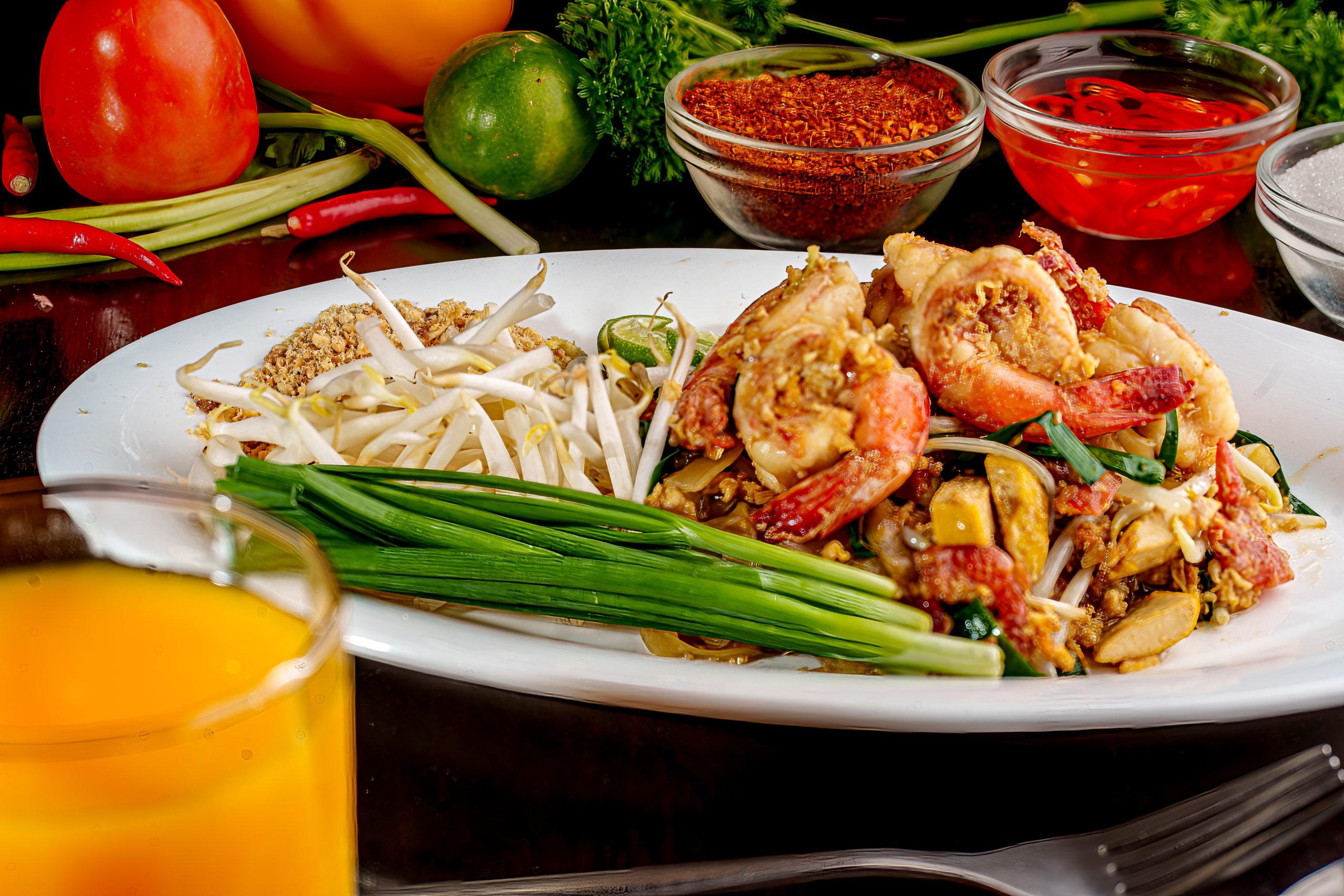 Pad Thai photographed for a restaurant menu